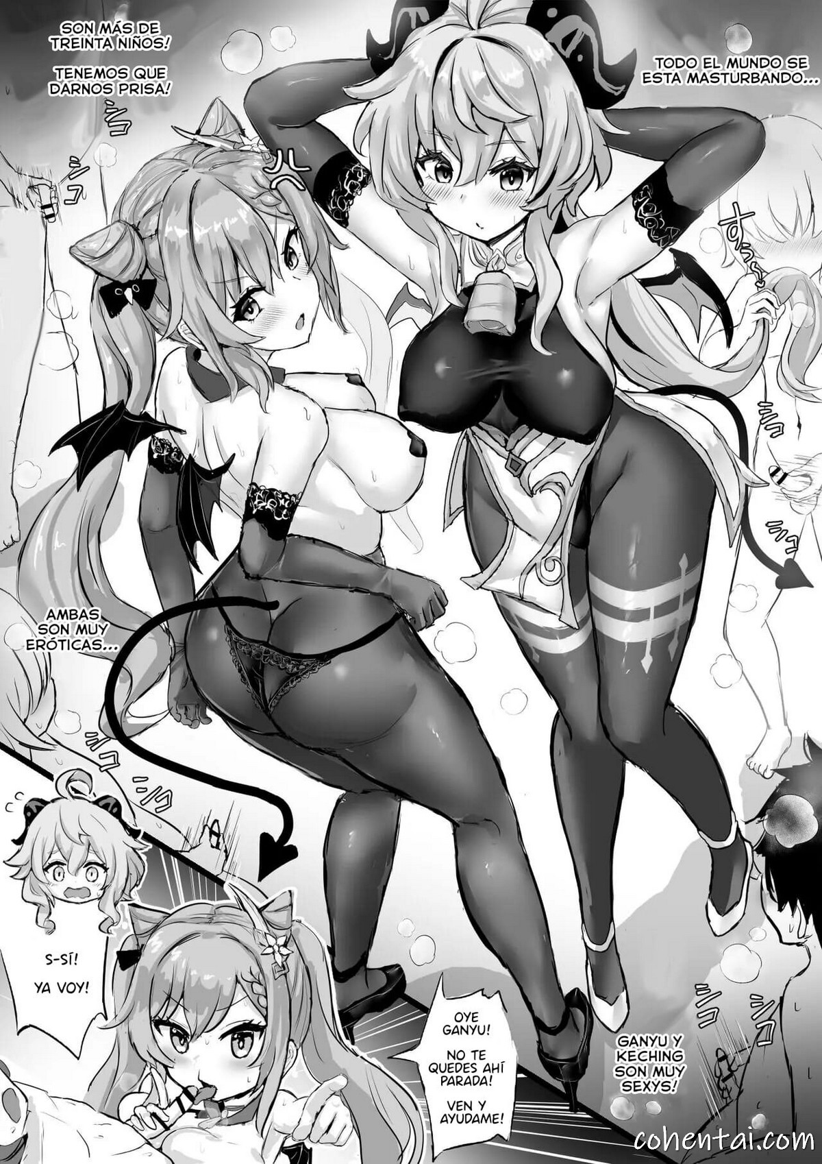 Succubus Keqing to Succubus Ganyu (Genshin Impact) xxx comics manga porno doujin hentai español sexo 