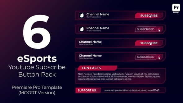eSports Youtube Subscribe Button Pack - VideoHive 36107708