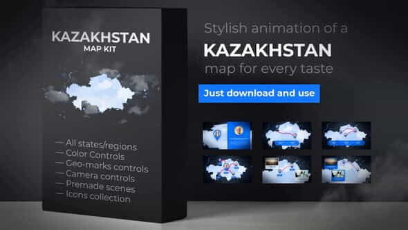 Kazakhstan Map - Republic of - VideoHive 24603529