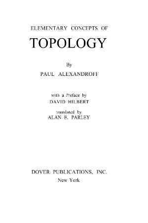 Alexandroff P - Elementary Concepts In Topology