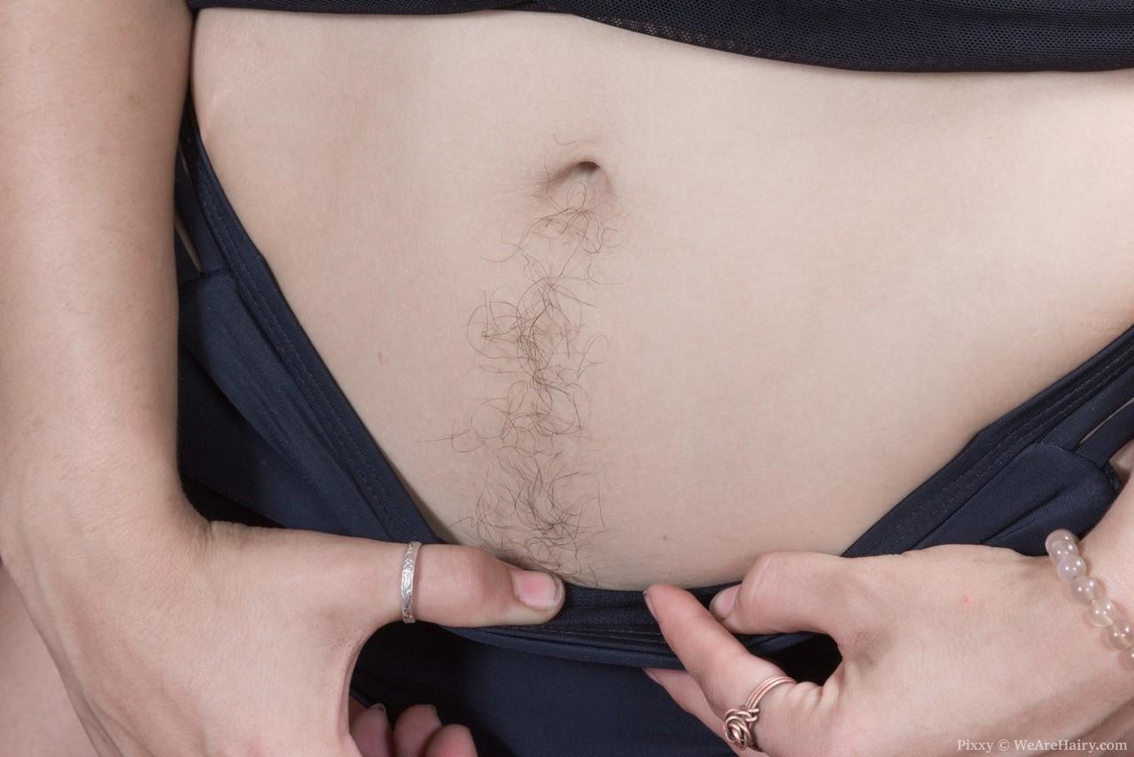 First timer Pixxy reveals her unshaven female body parts one at a time(6)