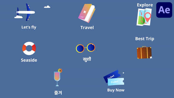 Travel Icons And Titles For After Effects - VideoHive 53727173