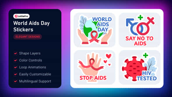 World Aids Day Stickers - VideoHive 55209774