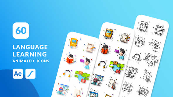 Language Learning Animated Icons After Effects - VideoHive 48886416