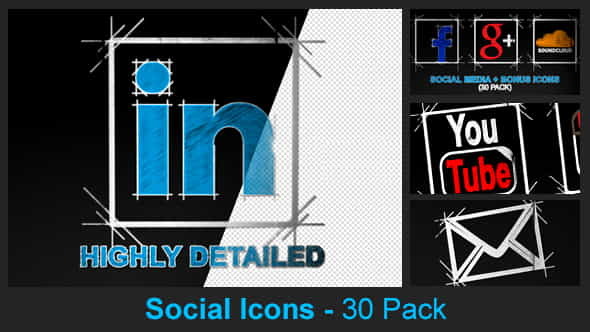 Social Media Icons- 30 Pack - VideoHive 8273695