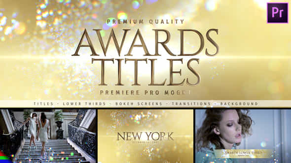 Awards Titles Golden Glitter Premiere Pro Mogrt - VideoHive 28831675