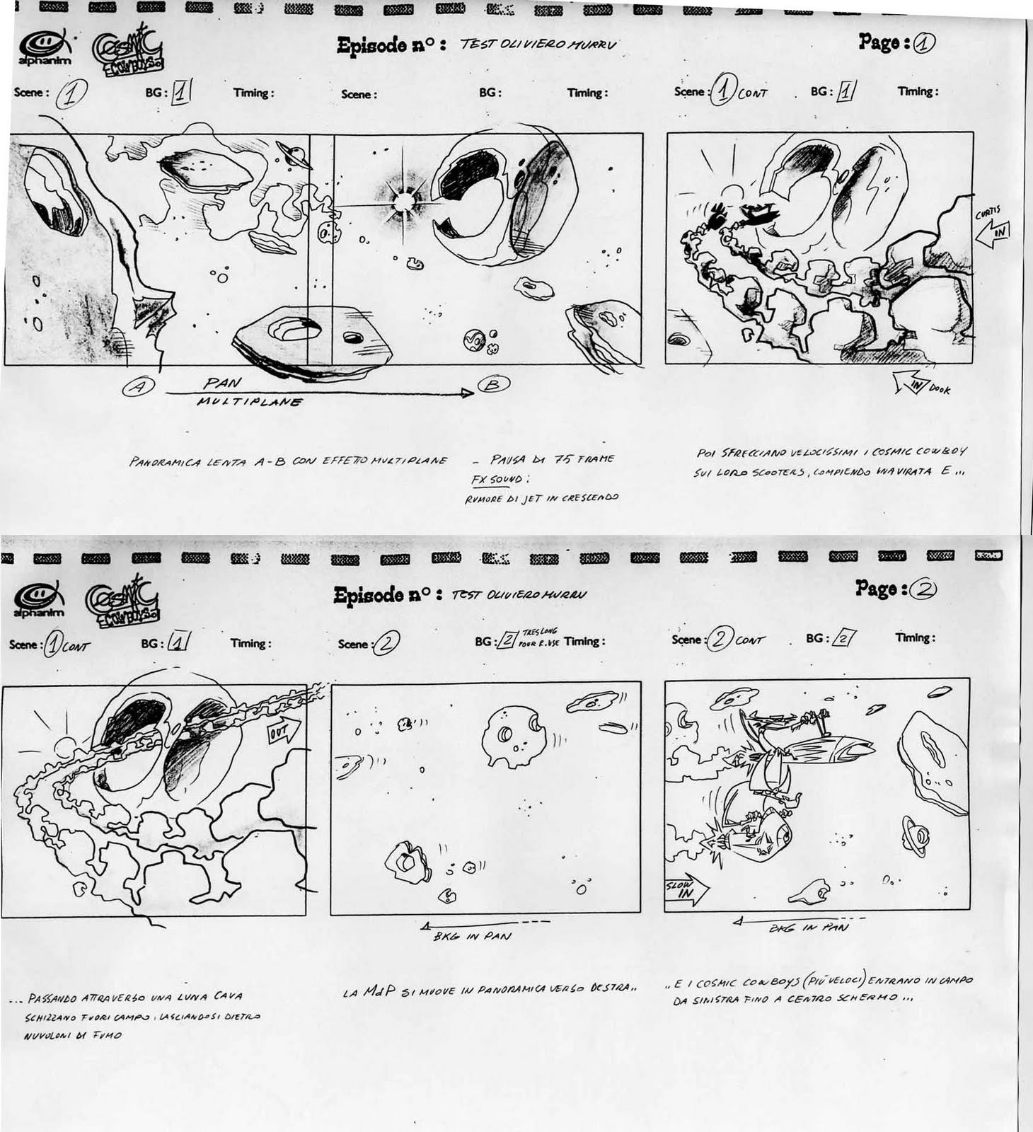 cosmic cowboy storyboard made by oliviero murru