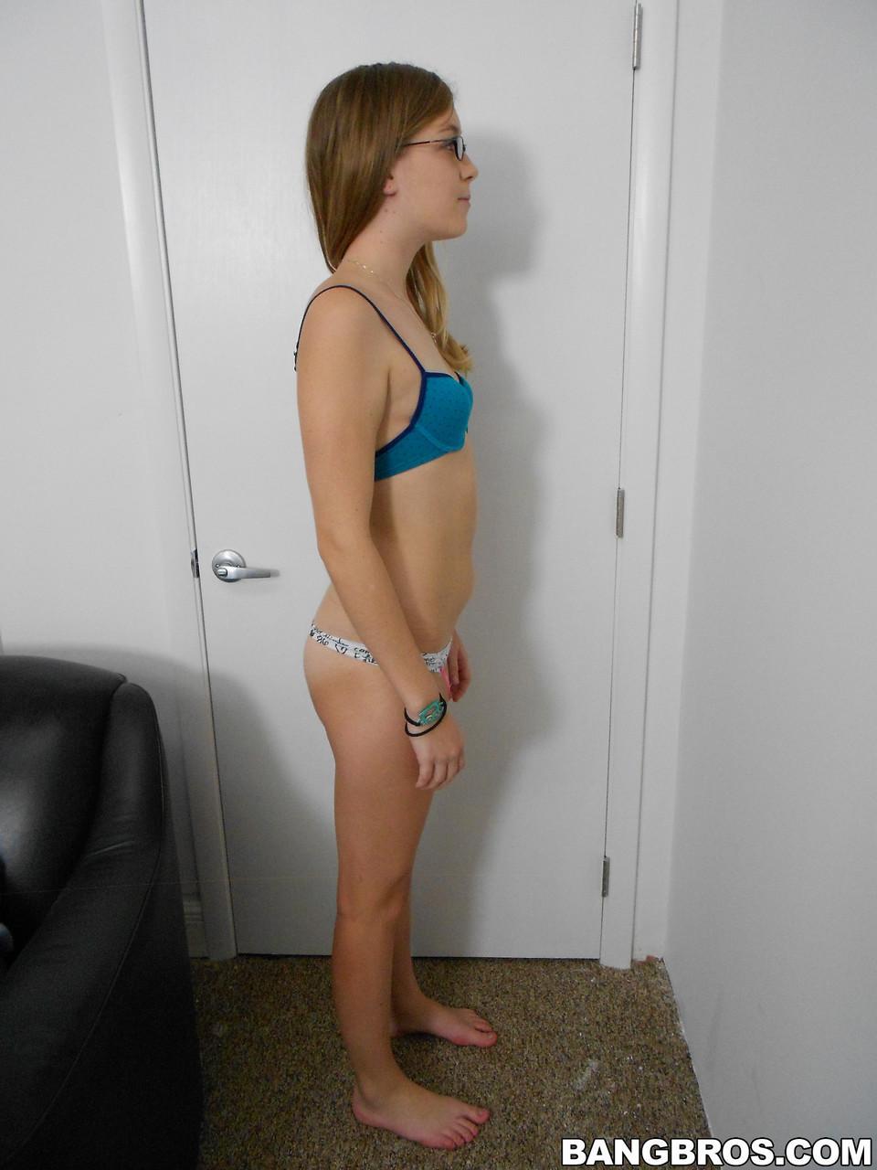 Sexy teen Amber showing her tiny tits & her big ass on her first casting day(9)