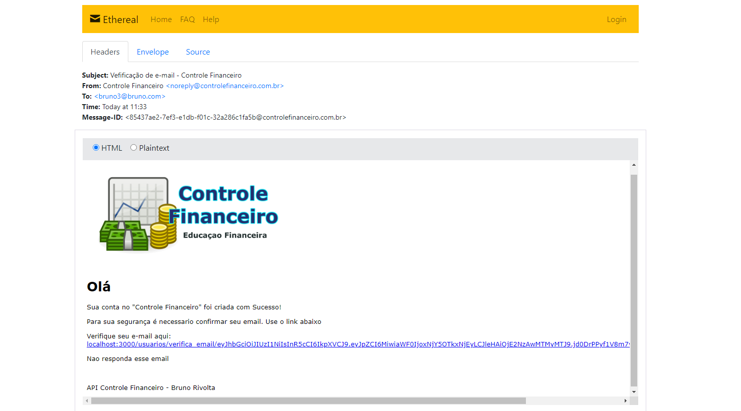 Email de confirmação