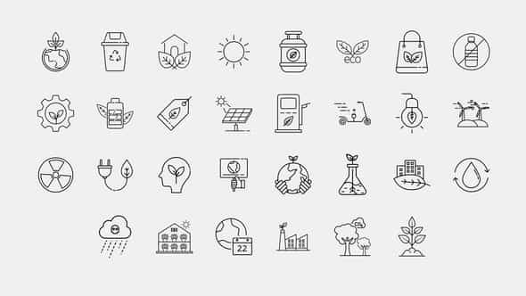 Ecology Line Icons - VideoHive 34368406