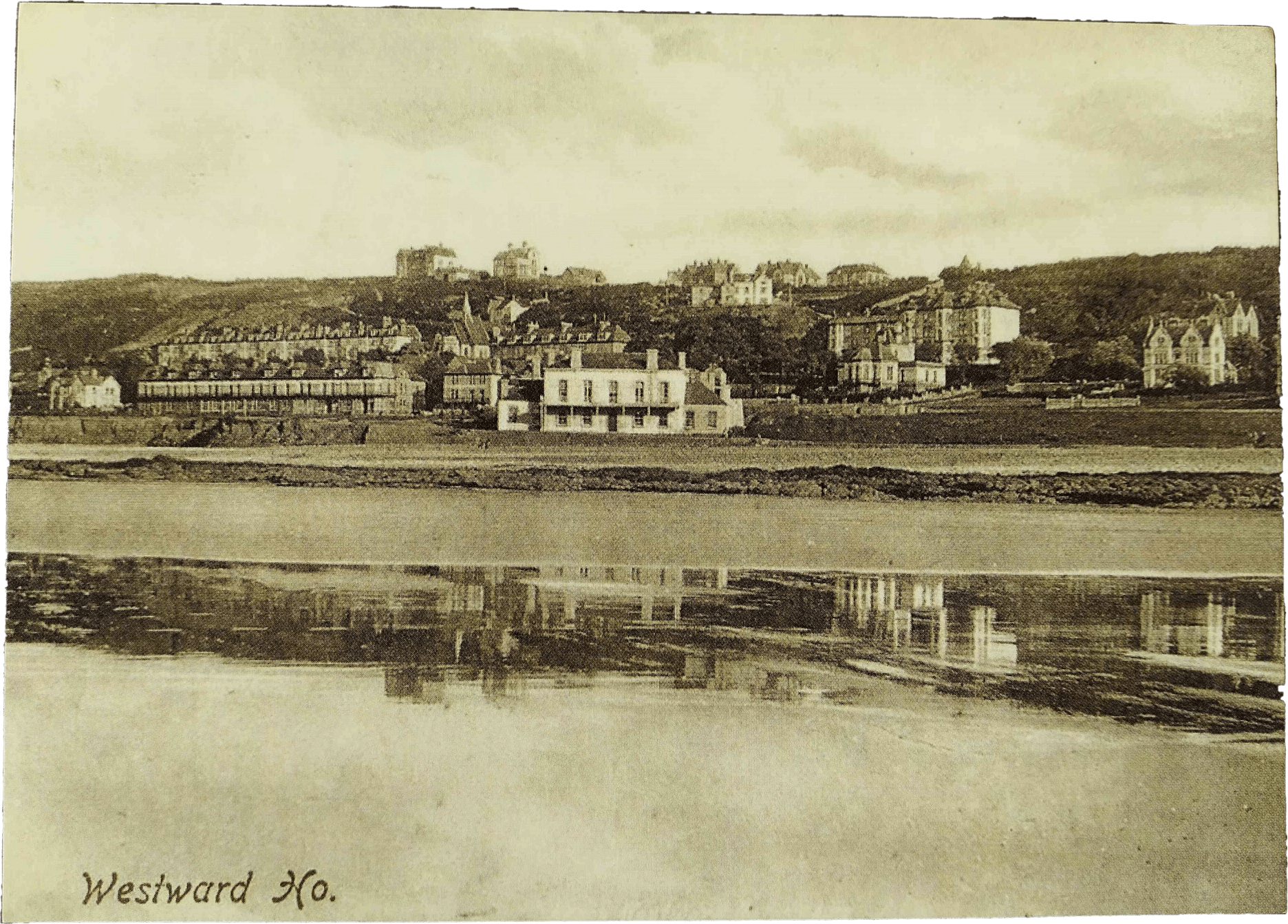 An old photograph of a seaside village
