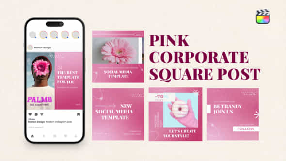 Pink Corporate Square Post - VideoHive 49425667