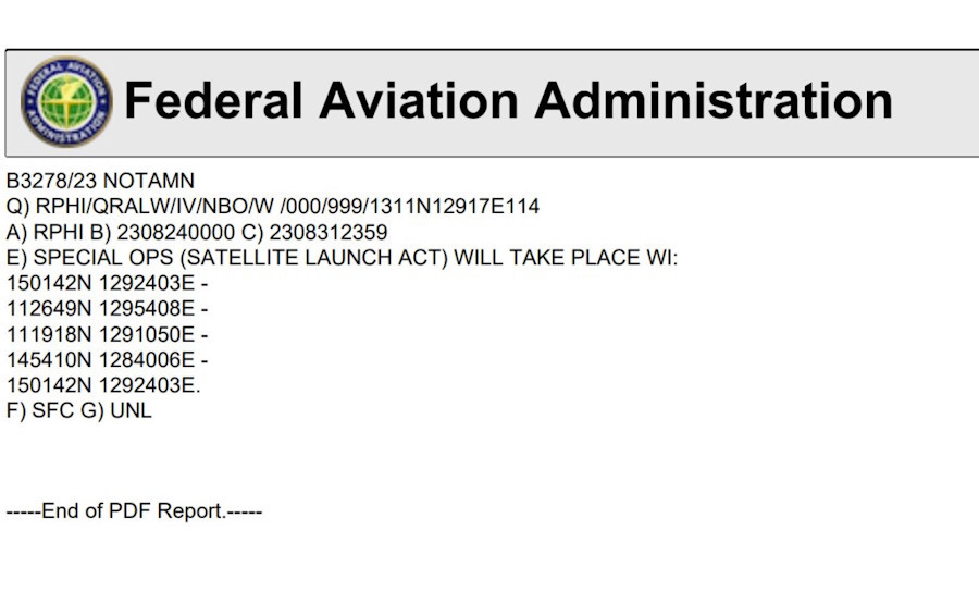 The Civil Aviation Authority of the Philippines (CAAP) issued NOTAM (NOTAM) on the 22nd. Source: Federal Aviation Administration (FAA)