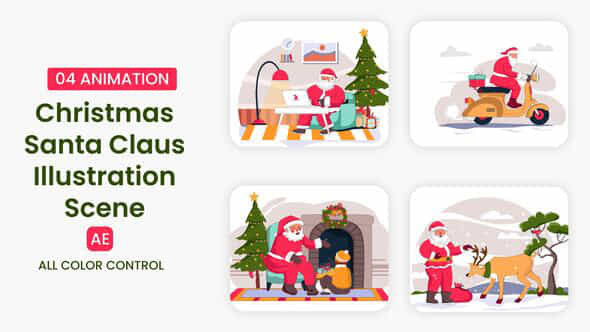 Christmas Santa Claus Illustration Scene - VideoHive 55709976