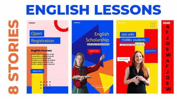 English Lessons Study Stories Instagram - VideoHive 31121330