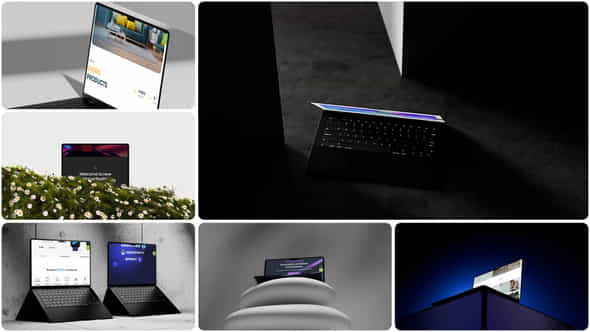 Modern 3D Macbook Mockups Scene Kit Minimal Laptop Display Templates For Uiux Presentation - VideoHive 58848439