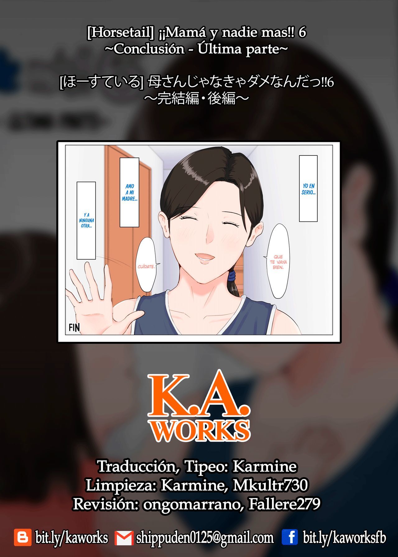 [Horsetail] Kaa-san Janakya Dame Nanda!! 6 ~Kanketsuhen Kouhen~  ¡¡Mamá y nadie más!! 6 ~Conclusión - Última parte~ [Spanish] [K.A. Works]