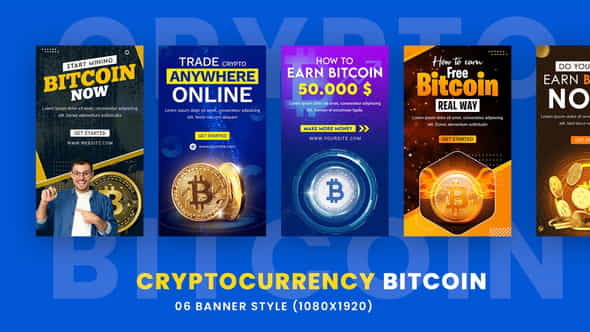 Cryptocurrency Bitcoin Stories Pack - VideoHive 35429393