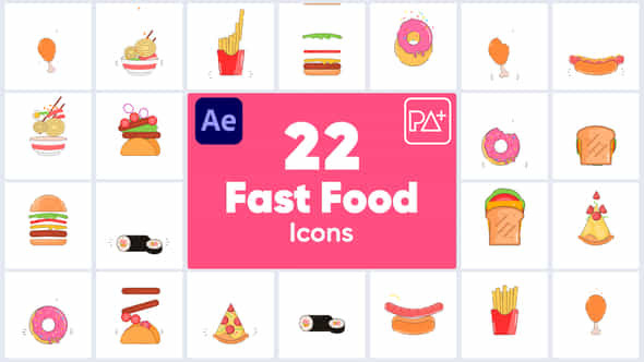 Fast Food Icons For After Effects - VideoHive 48877326