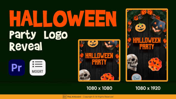 Halloween Party Logo Reveal For Premiere Pro - VideoHive 54612902