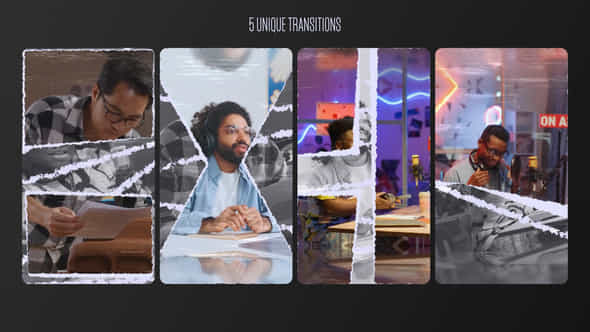 Vertical Paper Transitions - VideoHive 58606635
