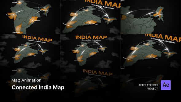 Map Animation Connected India Map Animation After Effects Template - VideoHive 57908750