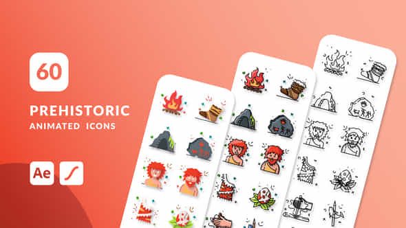 Prehistoric Animated Icons After Effects - VideoHive 48720254