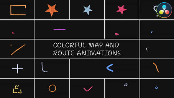 Colorful Map And Route Animations Davinci Resolve - VideoHive 53767091