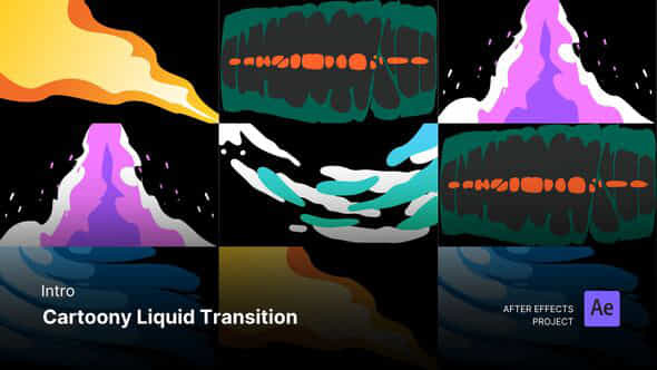 Introopening Cartoony Liquid Transition Titles Effects Project Files - VideoHive 53471402