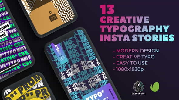 13 Creative Typography Instagram Stories - VideoHive 26435125