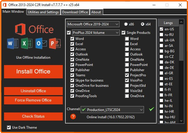 Office 2013.2024 C2R Install Lite V7.7.7.7 R25