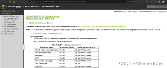 官网CUDA-tookit-release-notes页面
