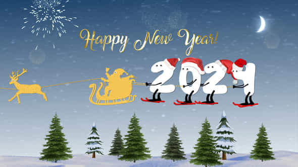 New Year Cartoon Skier After Effects - VideoHive 49409458