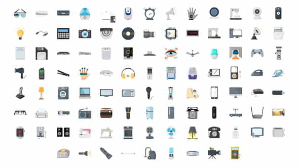 100 Electronic Gadgets Icons - VideoHive 29840386