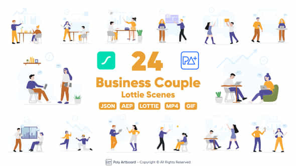 Business Couple Lottie Scenes - VideoHive 52314770