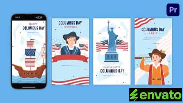 Happy Columbus Day Instagram Stories Mogrt - VideoHive 54601372