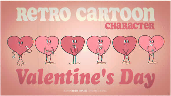 Retro Cartoon Character Valentines - VideoHive 56113802
