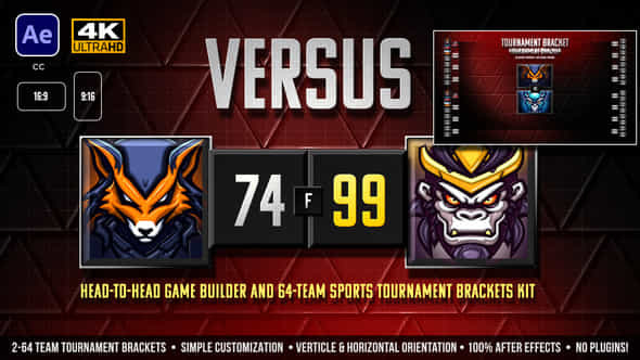 Versus Headtohead Team Matchups Sports Tournament Bracket Kit - VideoHive 51363794