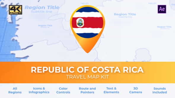 Costa Rica Map - Republic - VideoHive 29973955