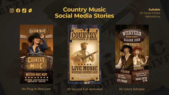 Western Music Instagram Stories - VideoHive 49859957