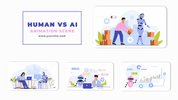 Human Vs Ai Vector Animation Scene Template - VideoHive 47247787