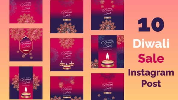 Diwali Sale Instagram Post Pack - VideoHive 34308766