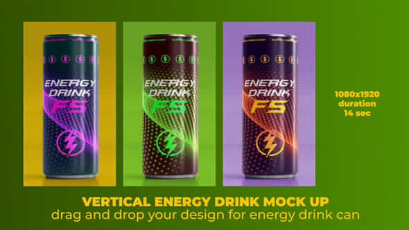 Vertical Energy Drink Mock Up - VideoHive 59049981