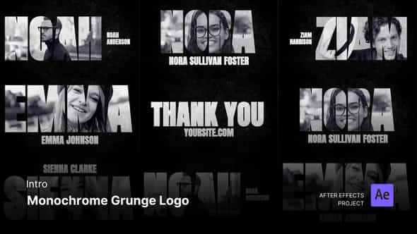 Introopening Monochrome Grunge Logo After Effects Project Files - VideoHive 54737350