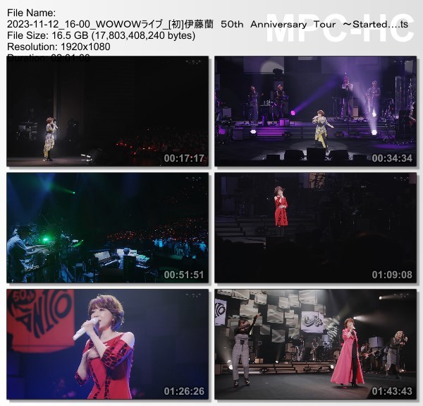 [TV-Variety] 伊藤蘭 50th Anniversary Tour ~Started from Candies~ (WOWOW Live 2023.11.12)