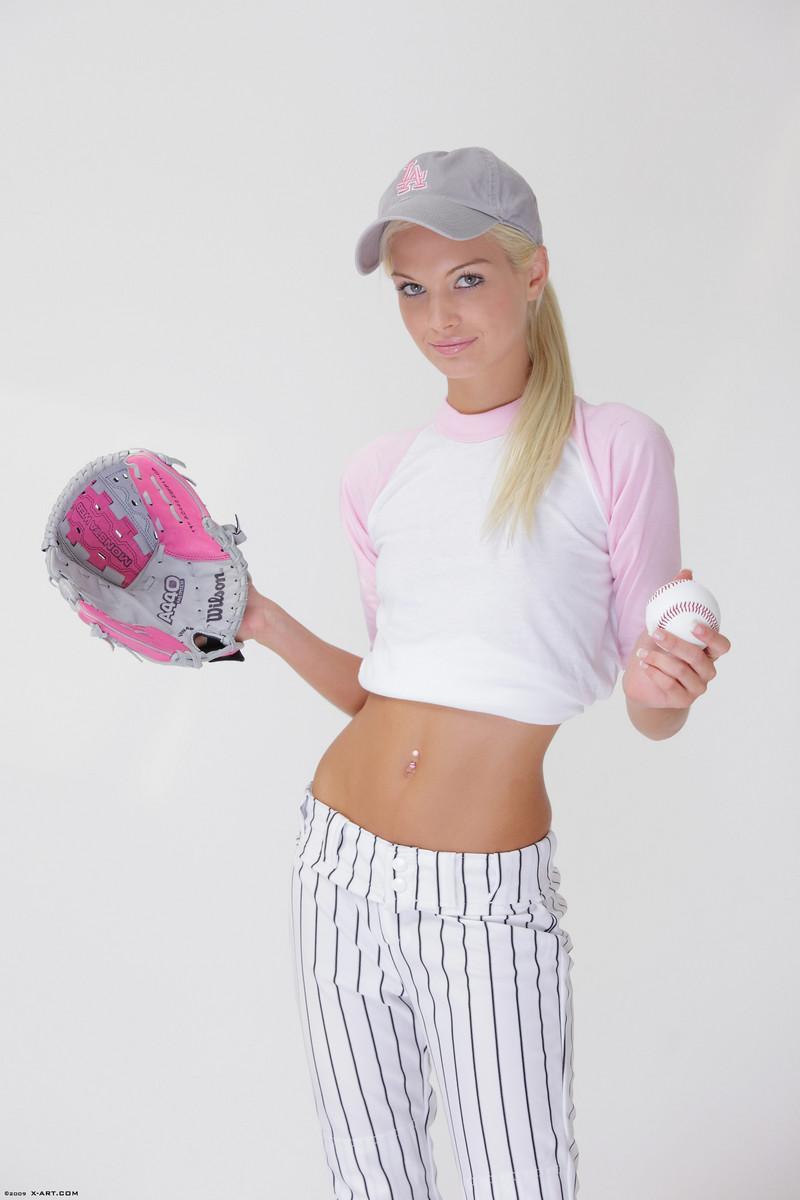 Baseball cutie Francesca loses her uniform to expose her skinny teen body(7)