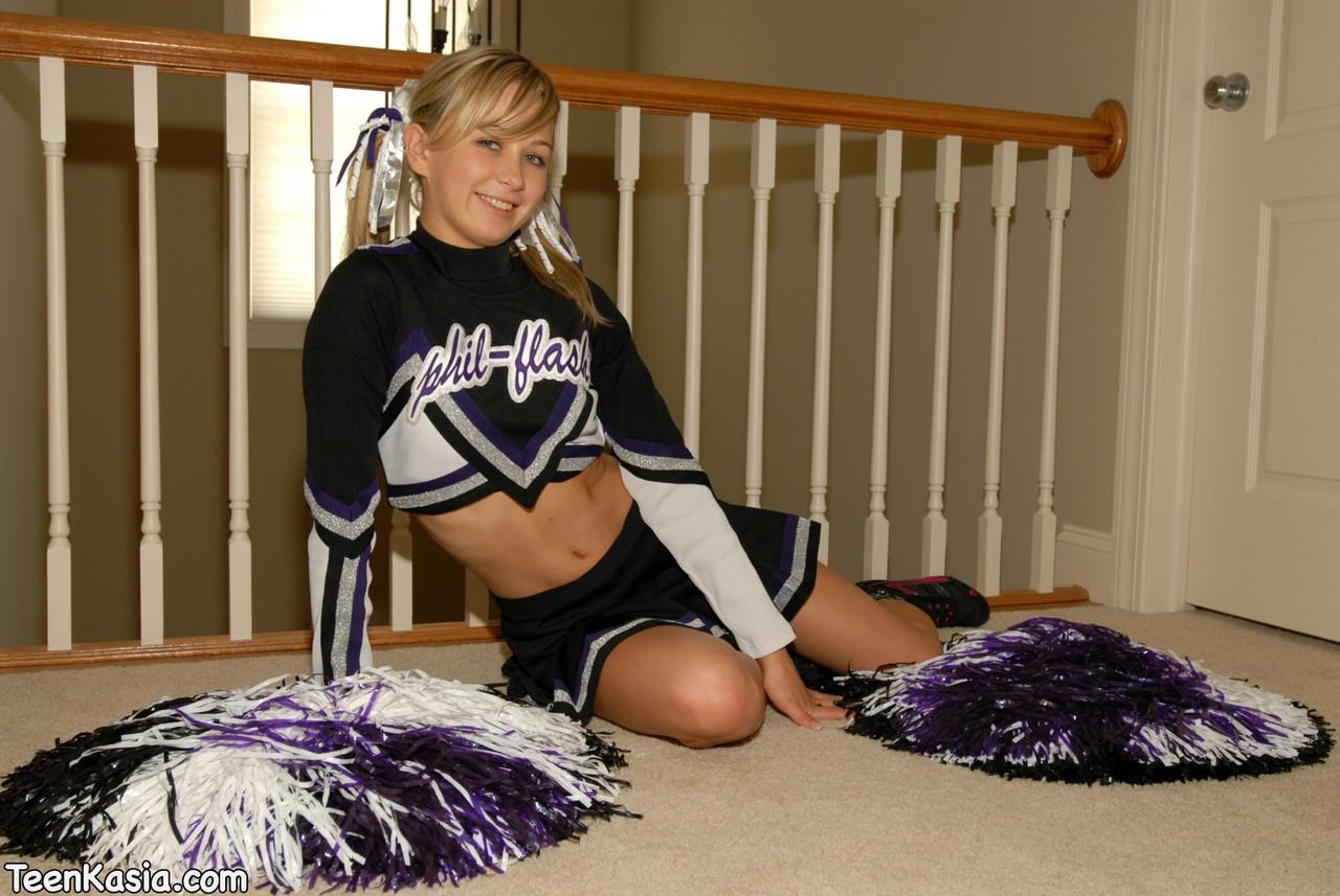 Cute solo girl Teen Kasia exposes herself in her cheer leading outfit(4)