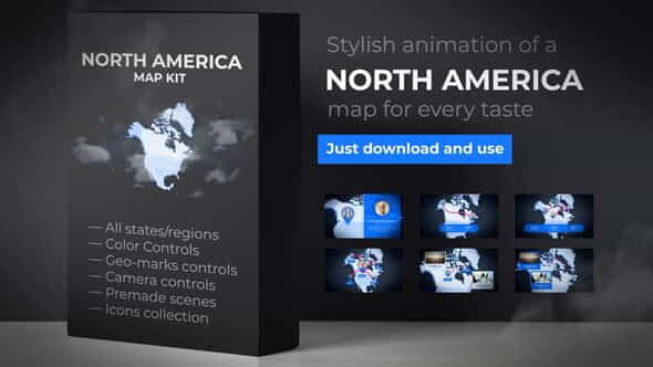 Map of North America with - VideoHive 24420194
