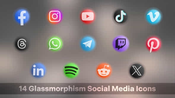 Glassmorphism Social Media Icons - VideoHive 51378340