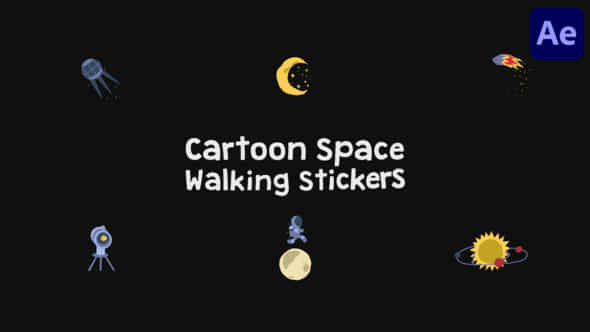 Cartoon Space Walking Stickers For After Effects - VideoHive 59184573